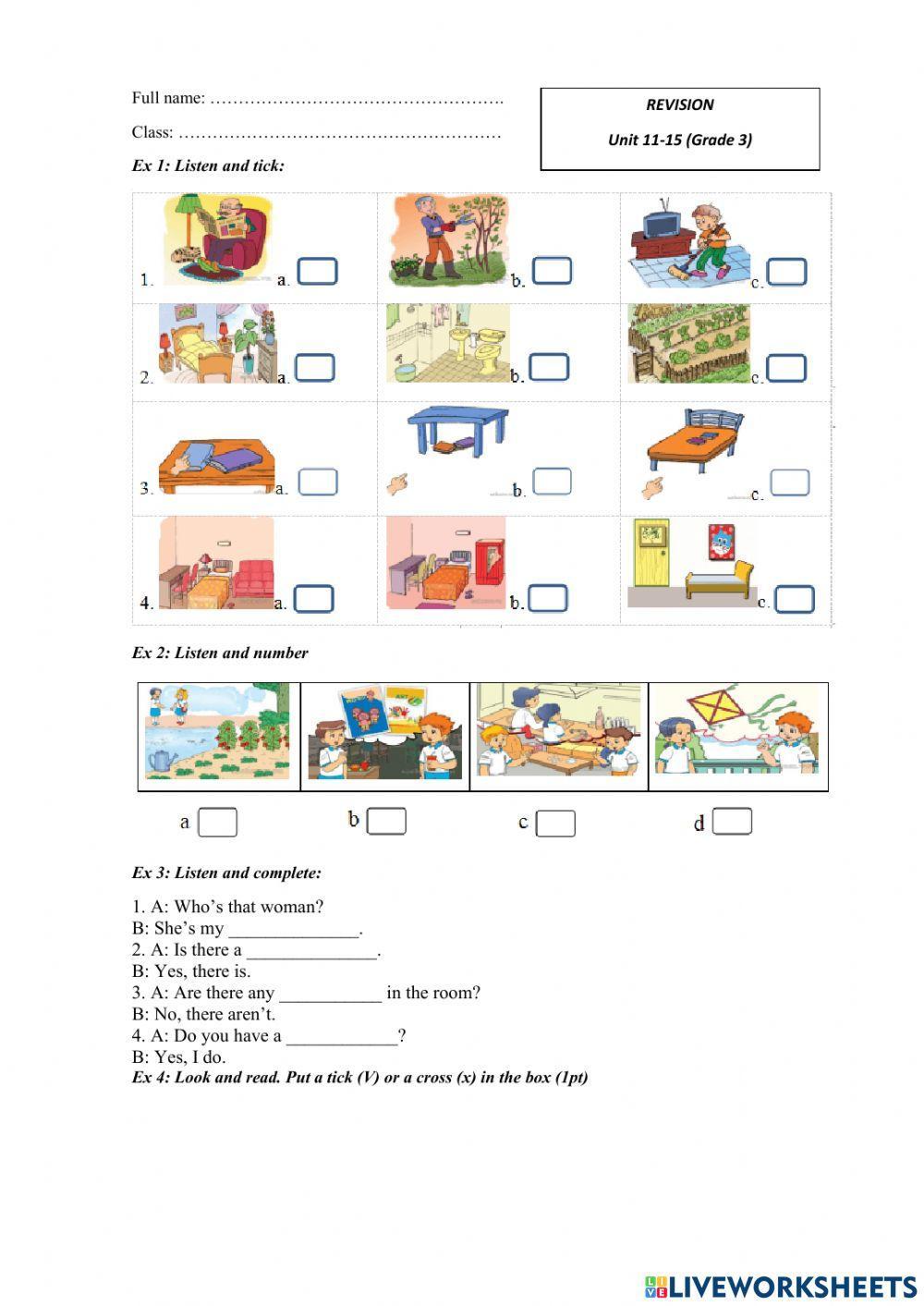 Grade 3-revision giữa học kỳ 2