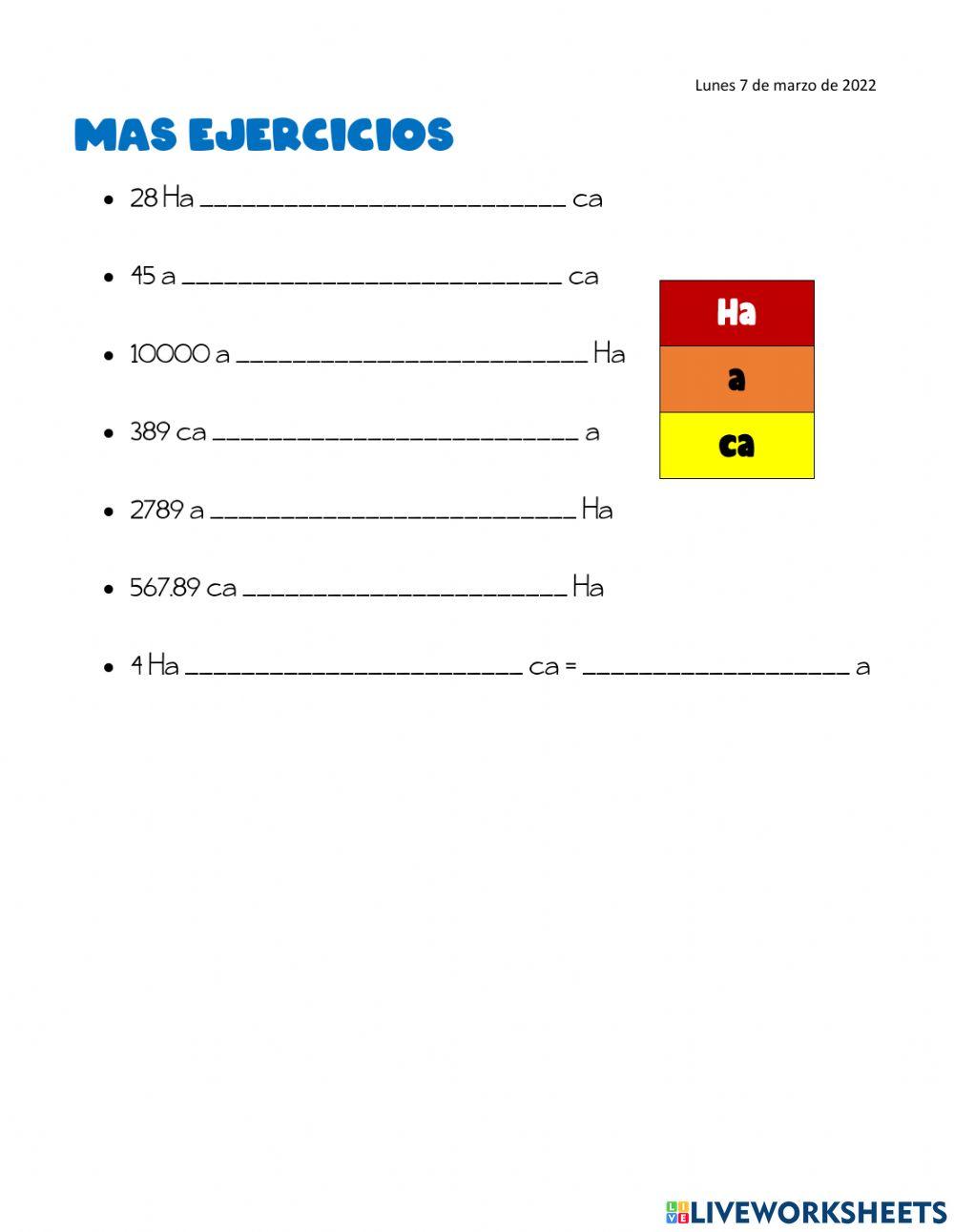 EJERCICIO 2 MEDIDAS AGRARIAS