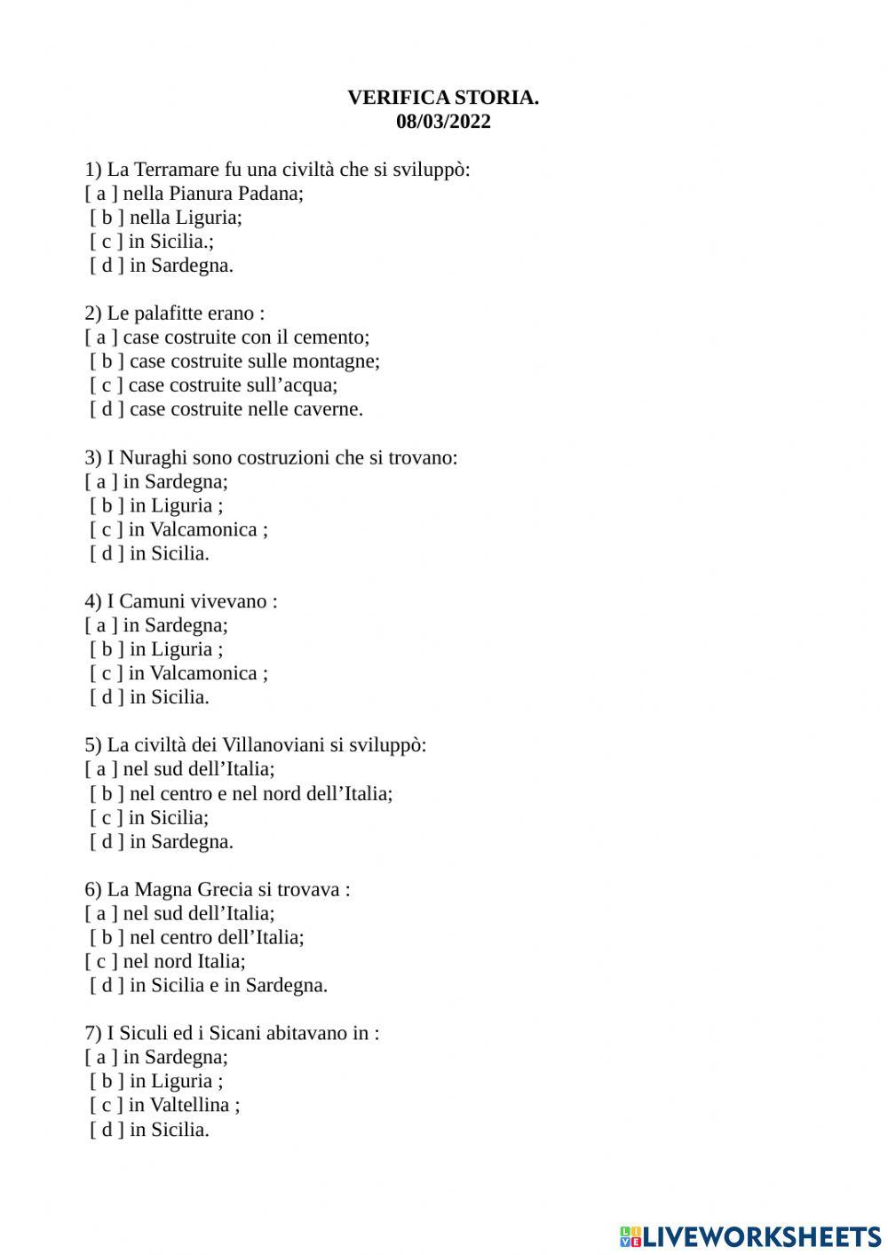 Civiltà italiche ed Etruschi