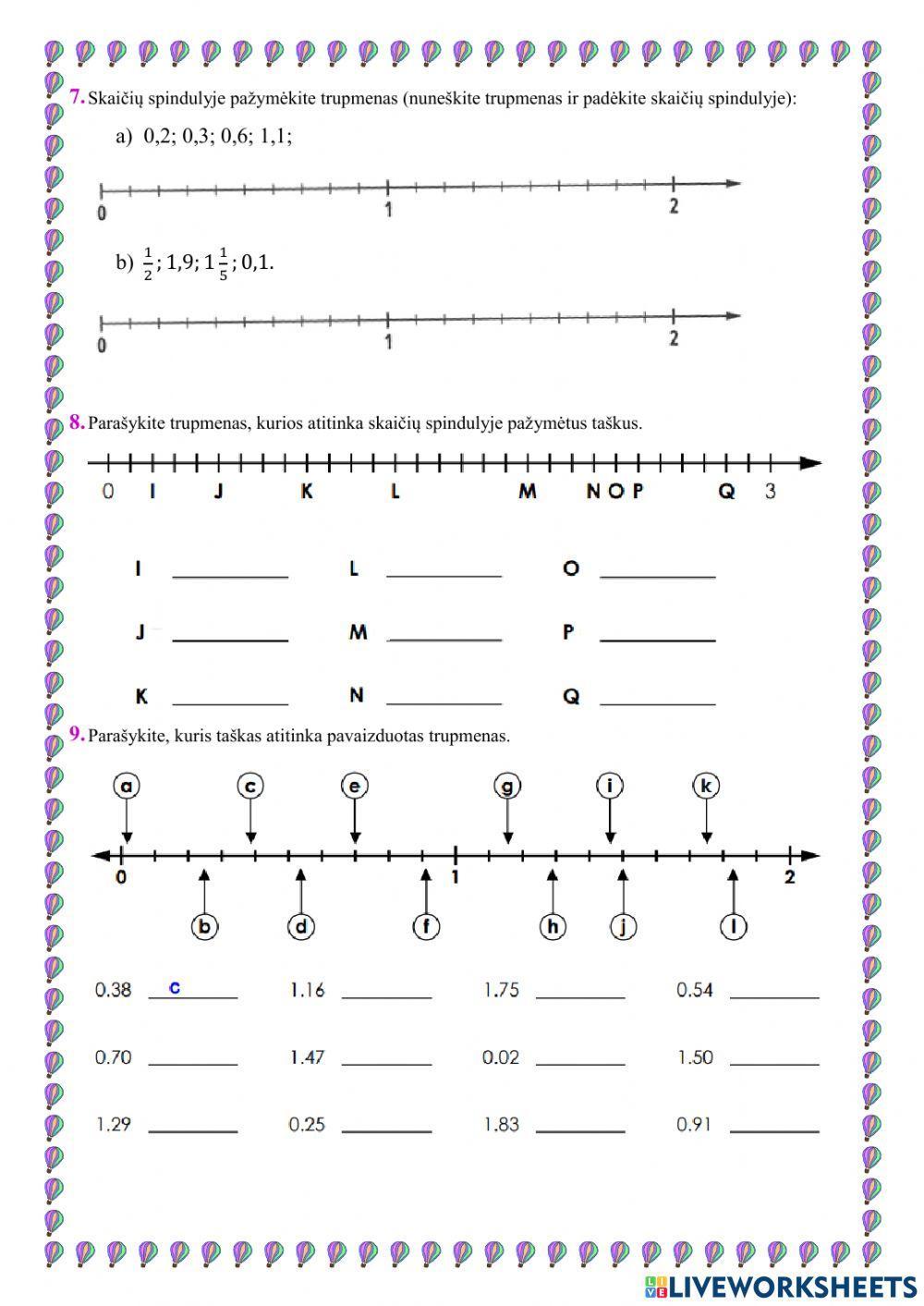 Dešimtainės trupmenos (5 klasei)