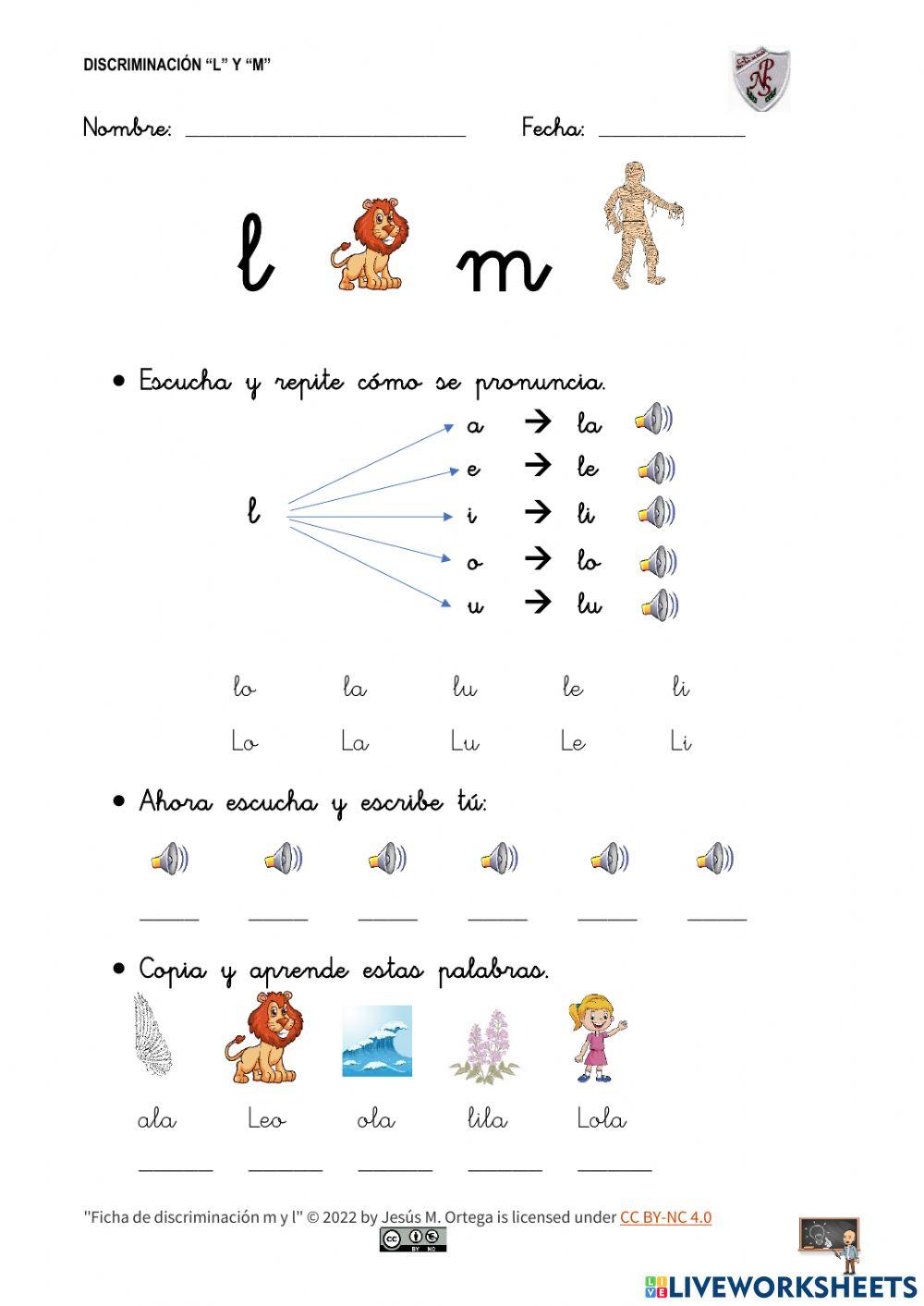 Ficha de discriminación -m- y -l-