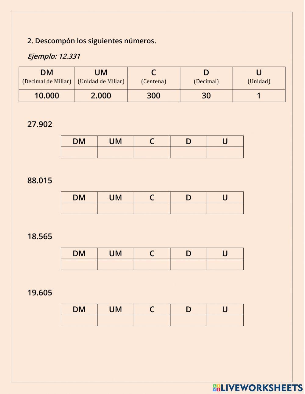 Descomposición de números