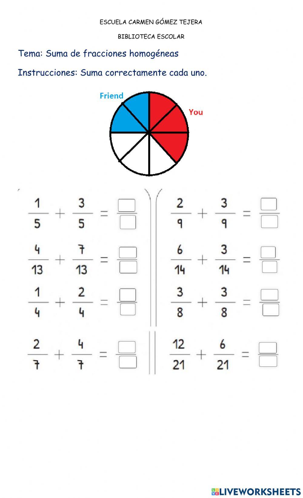 Suma fracciones homogéneas