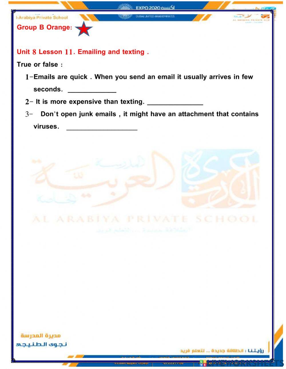 Emailing and texting Grade 8