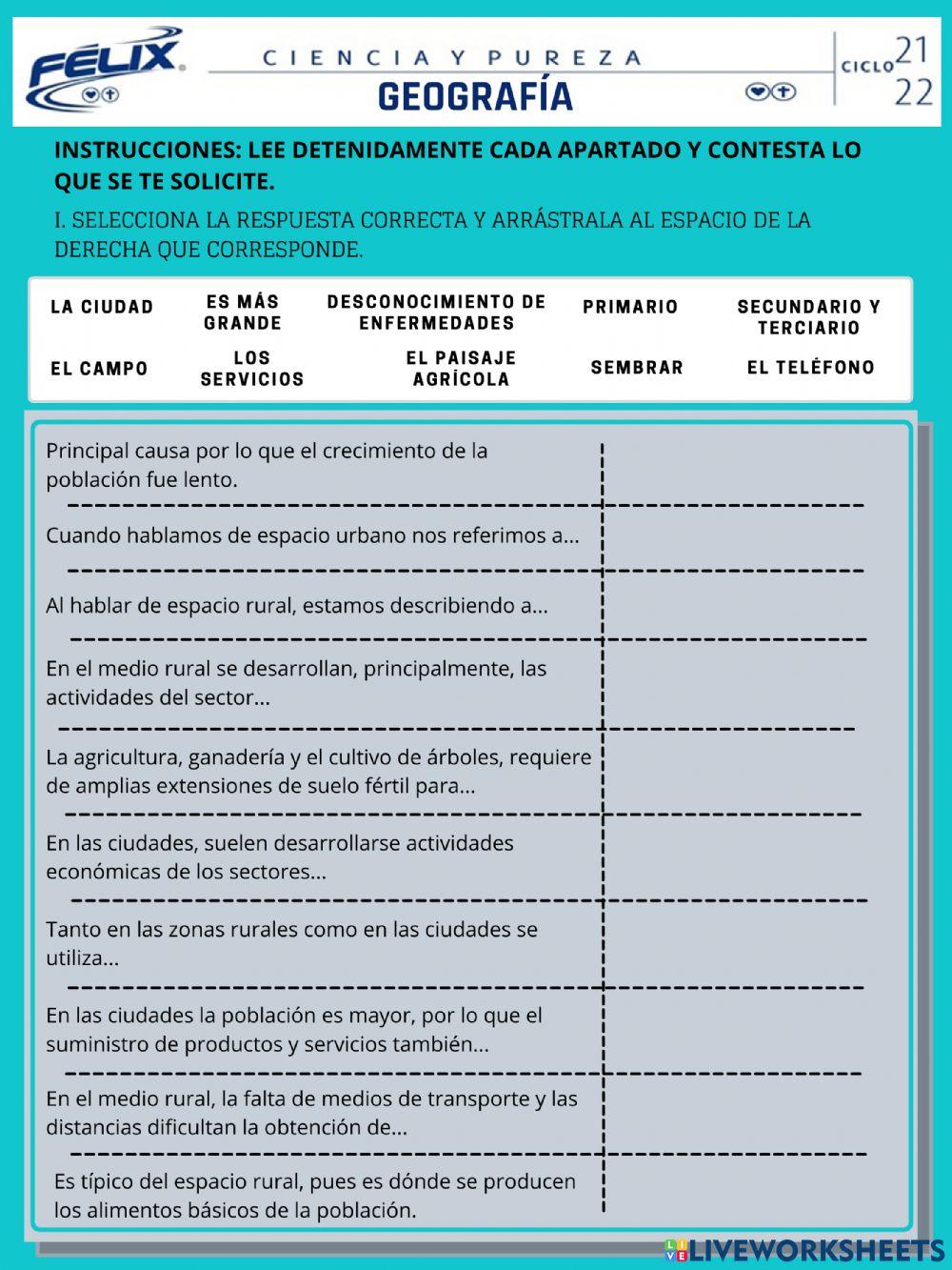 Examen de geografía 6to