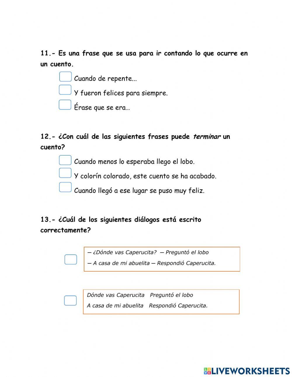 Guía de examen Español