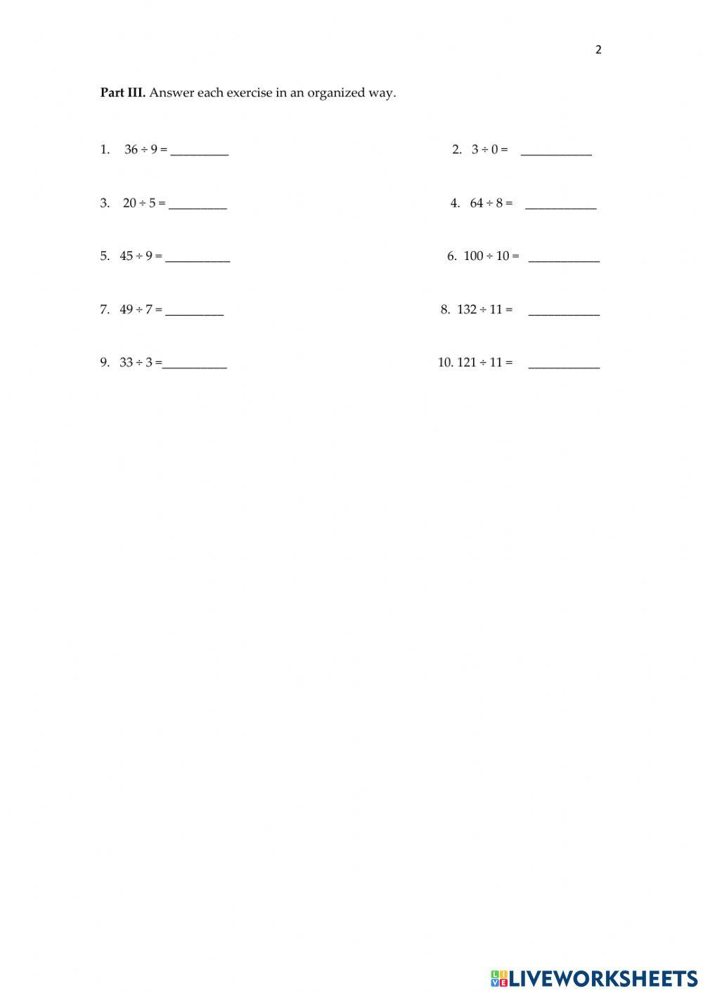 Math 3 online exercise for | Live Worksheets