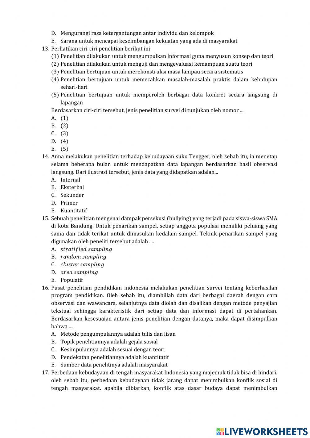 Latihan UPK Sosiologi