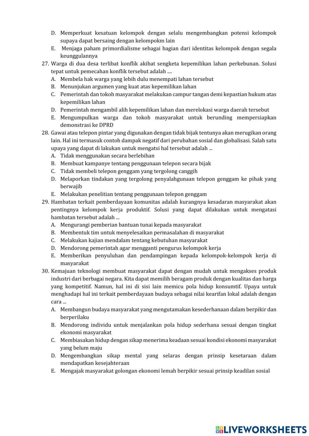 Latihan UPK Sosiologi