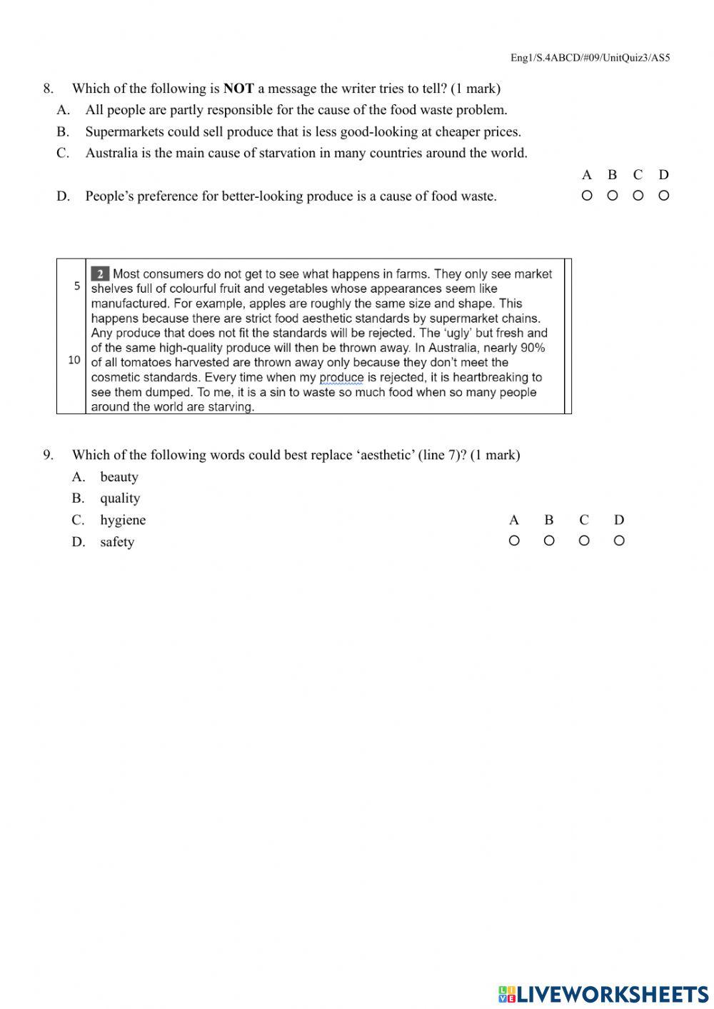 S4 U3 Unit Quiz 3 (2021-22)