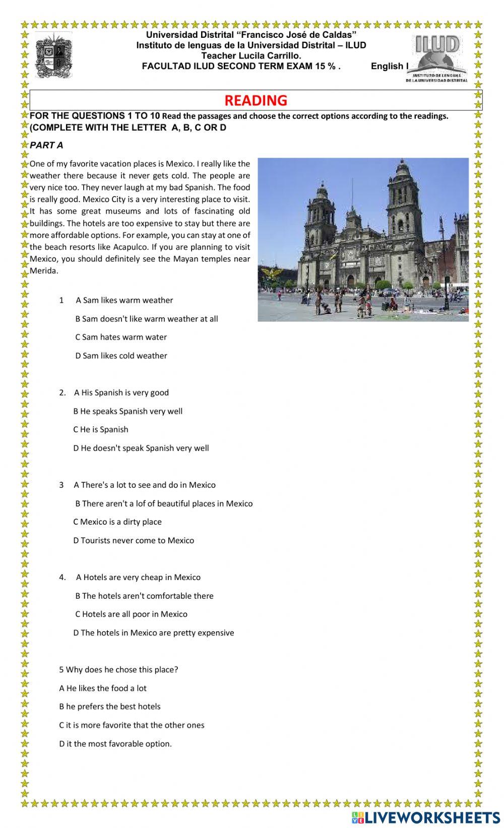 Second term exam language 1