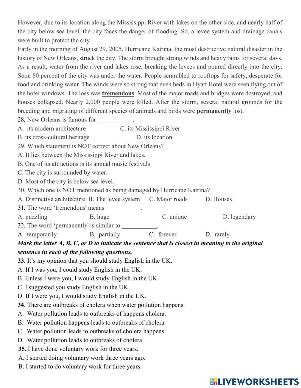 Grade 8- Mid term 2- Test 4