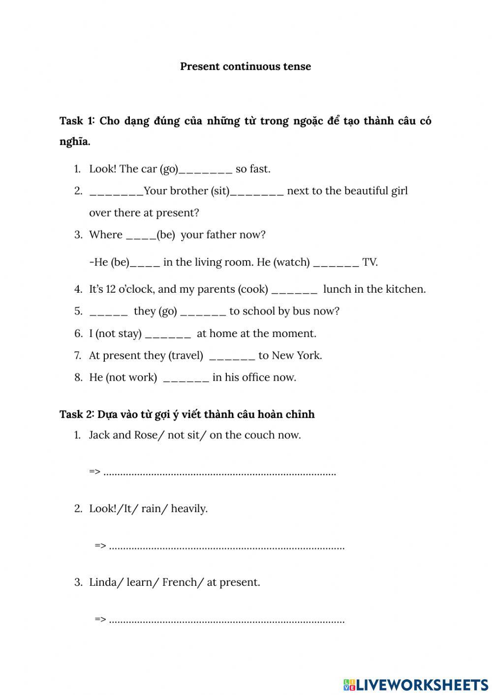 Present continuous tense