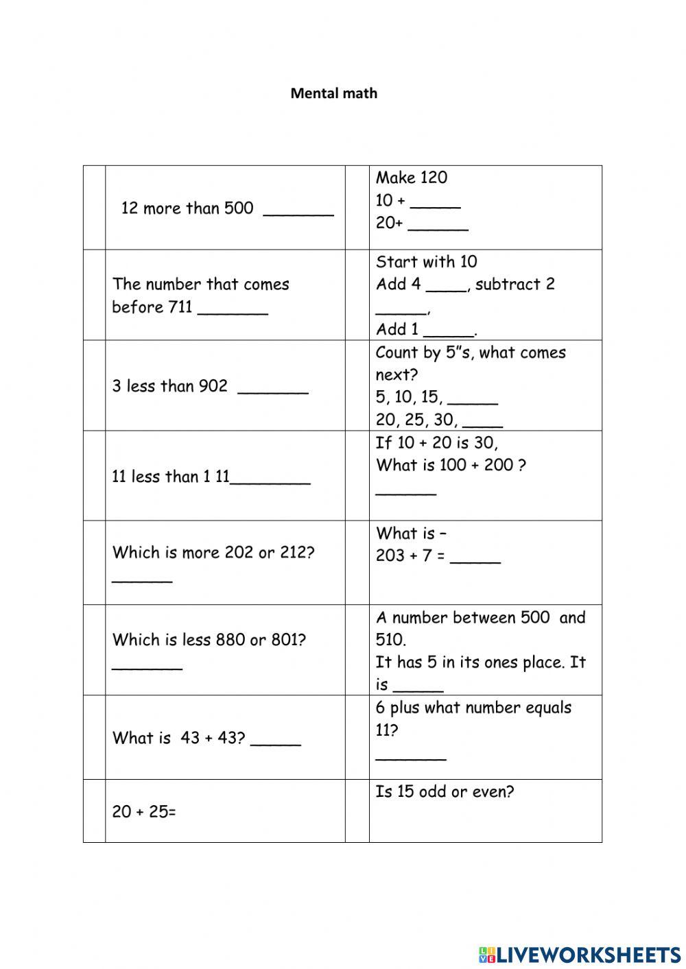 Mental math