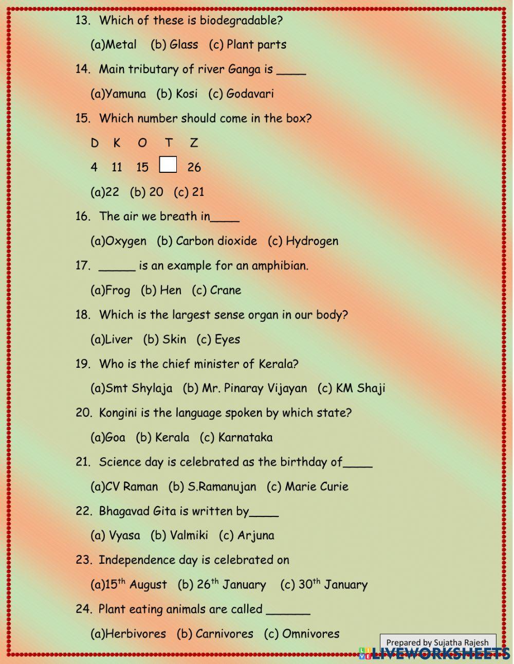 Suja Rajesh GK Test