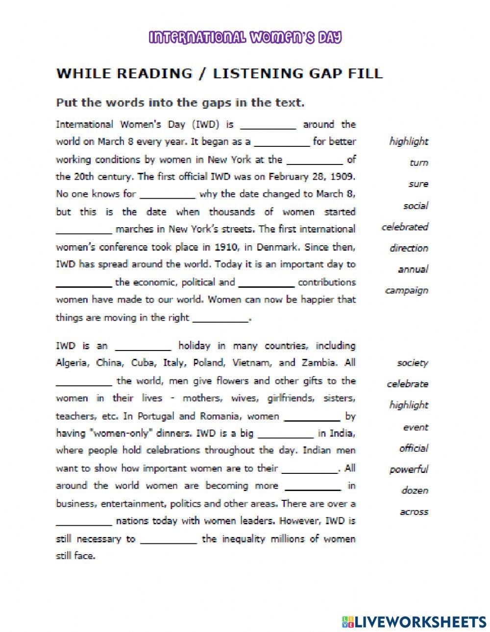 International Women's Days listening