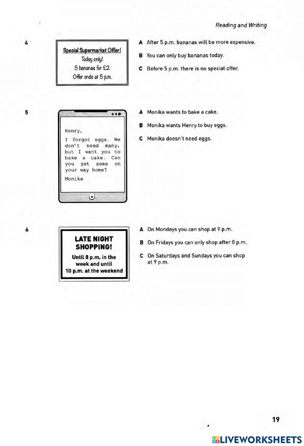 KET Reading Practice Sample 1
