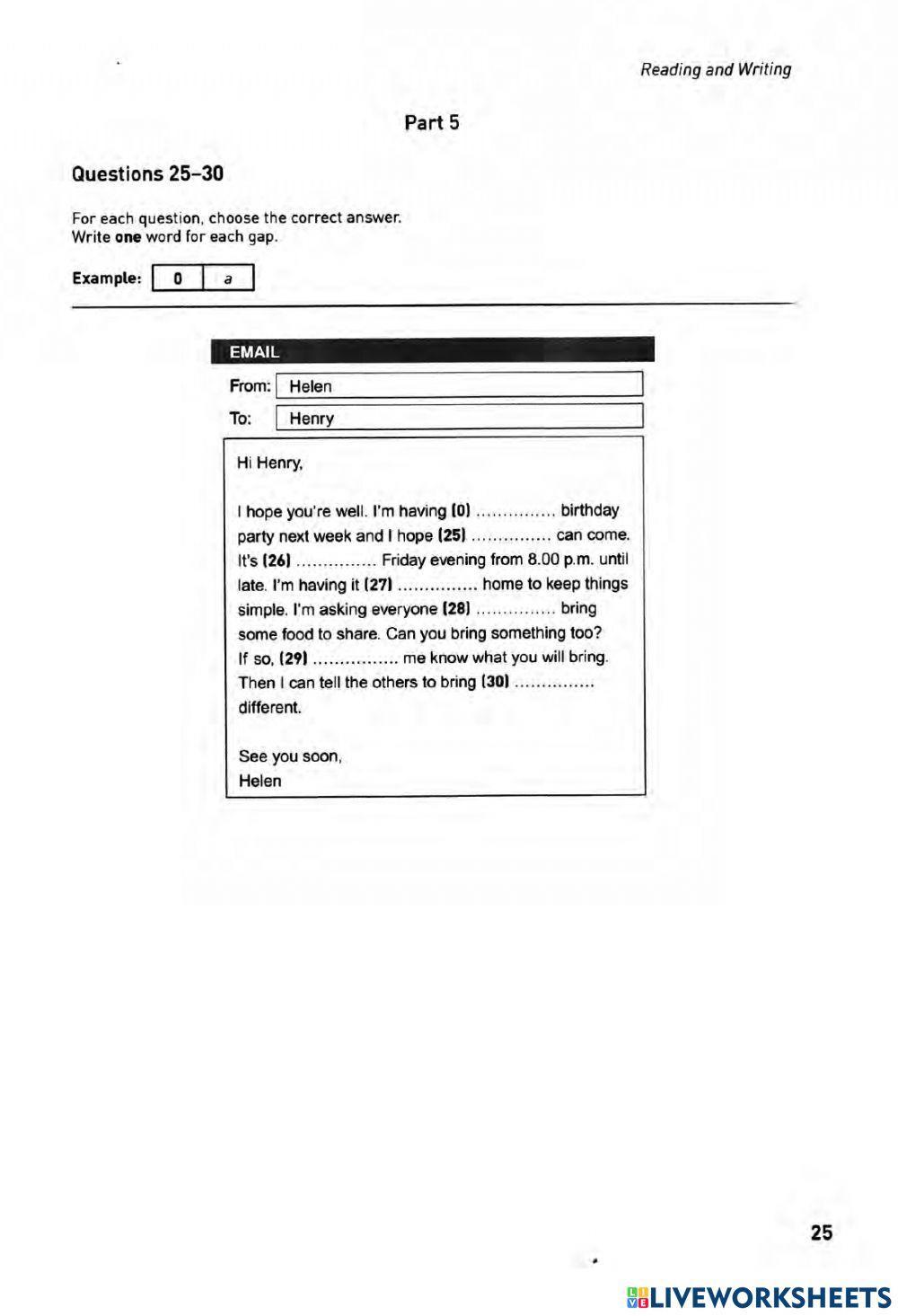 KET Reading Practice Sample 1