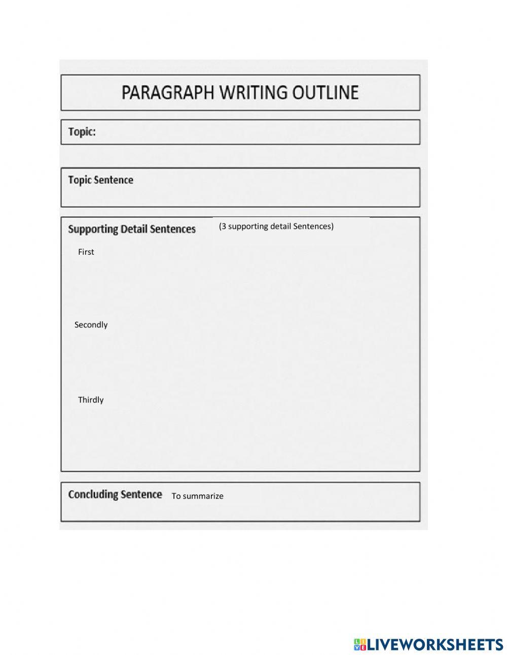 Paragraph Writing Outline