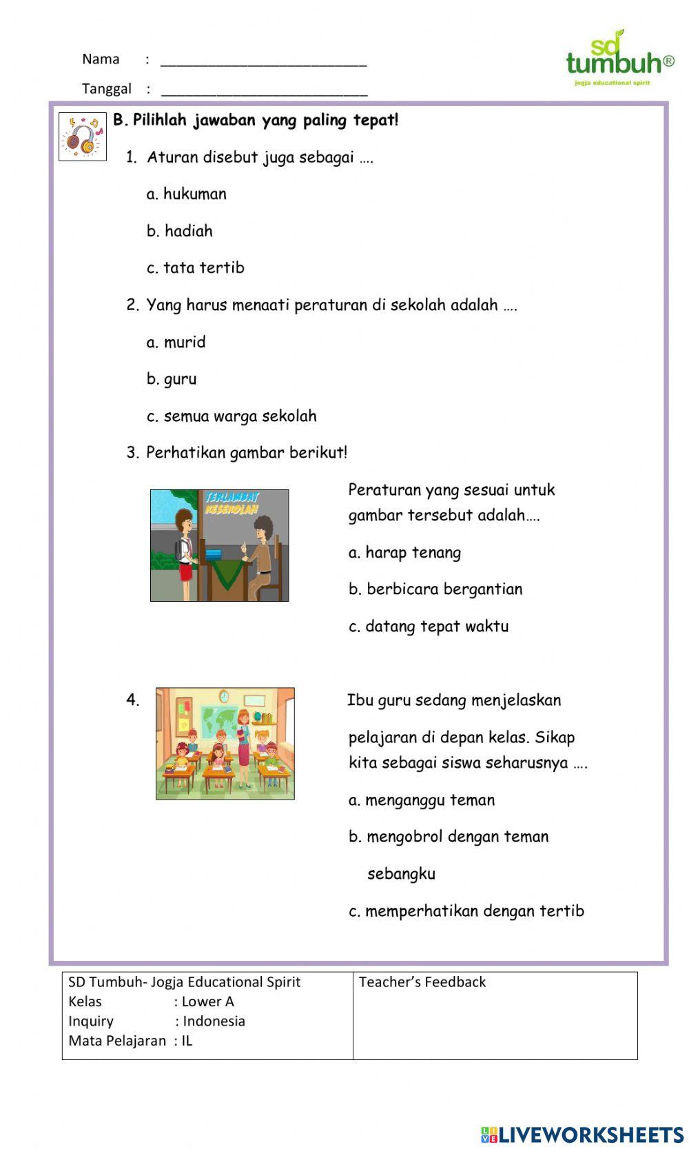 Integrated Learning-PPKn-Evaluasi Aturan di Sekolah-Isian