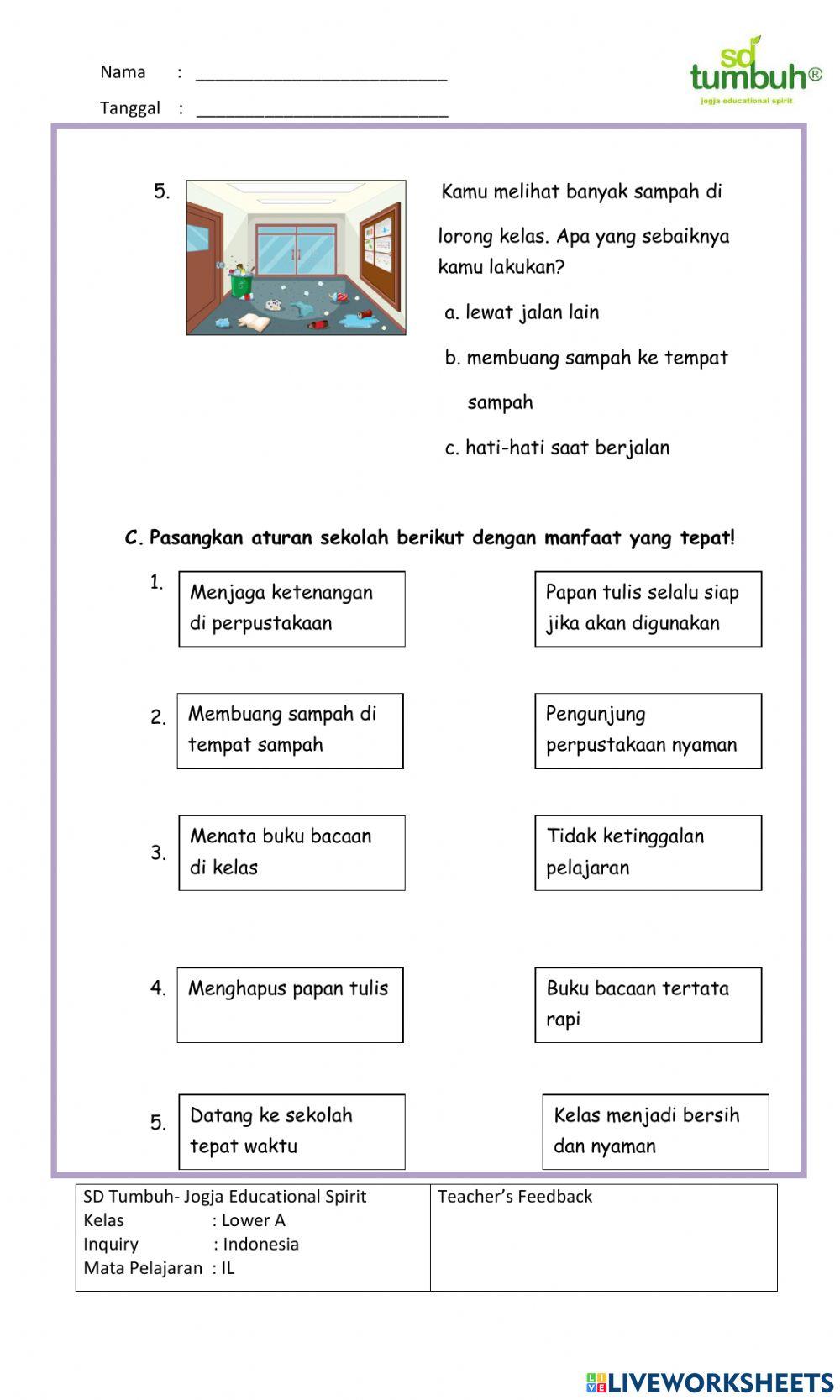 Integrated Learning-PPKn-Evaluasi Aturan di Sekolah-Isian