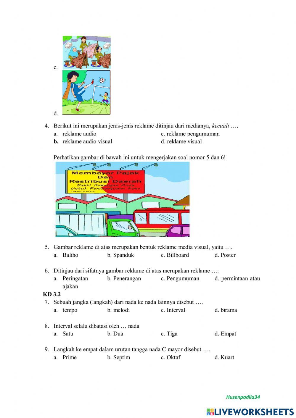 Soal PTS SBDP Kelas 6 Semester 2