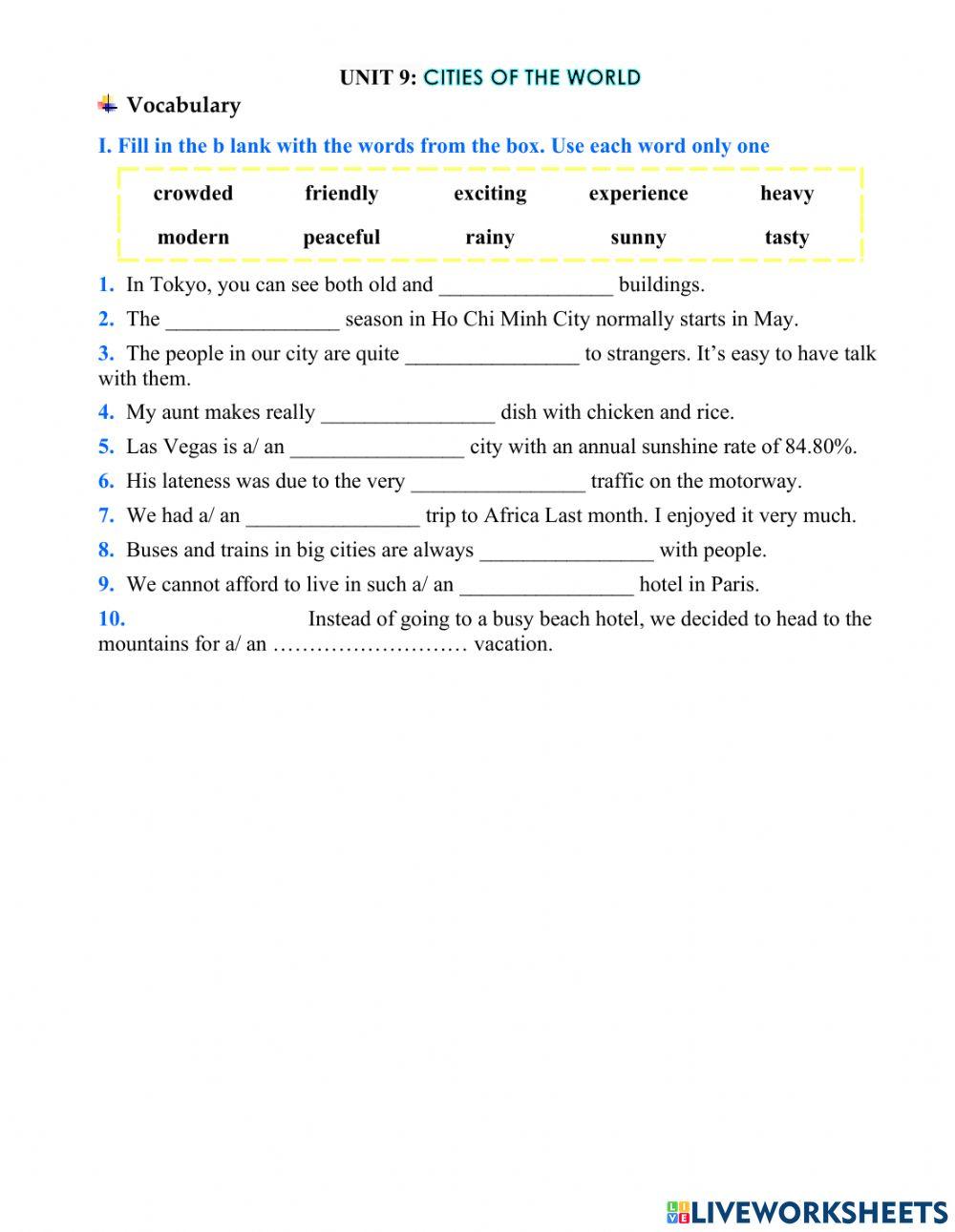 Neglish 6 - unit 9 - vocabulary
