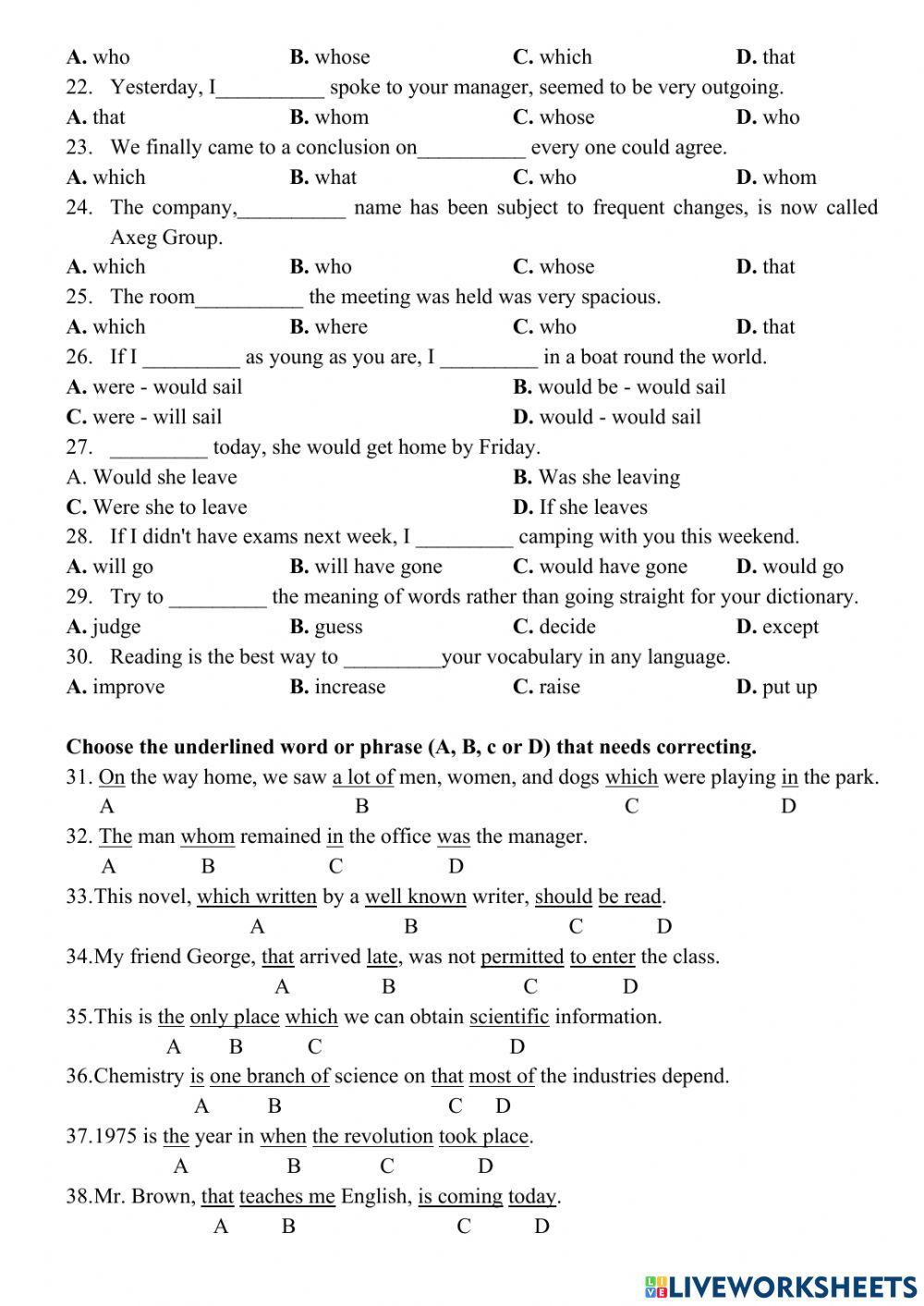 E9 - FT - Đk - UNit 9 - MCQ