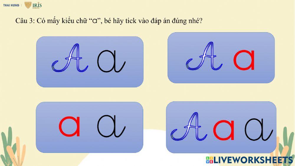 Ôn tập chữ cái a