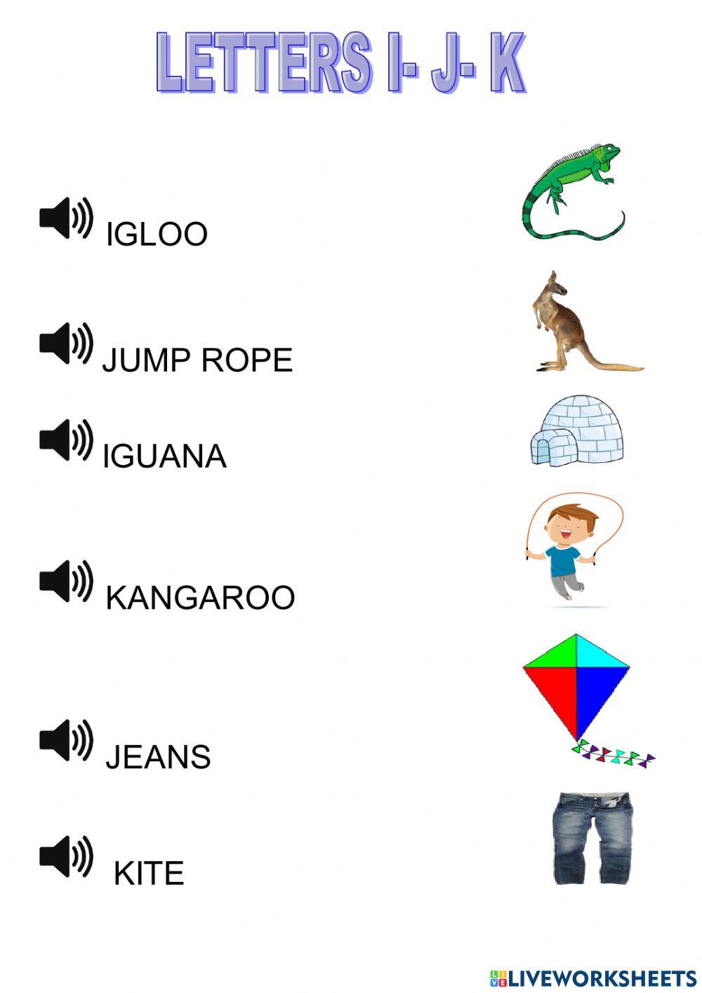 Letters I- J- K