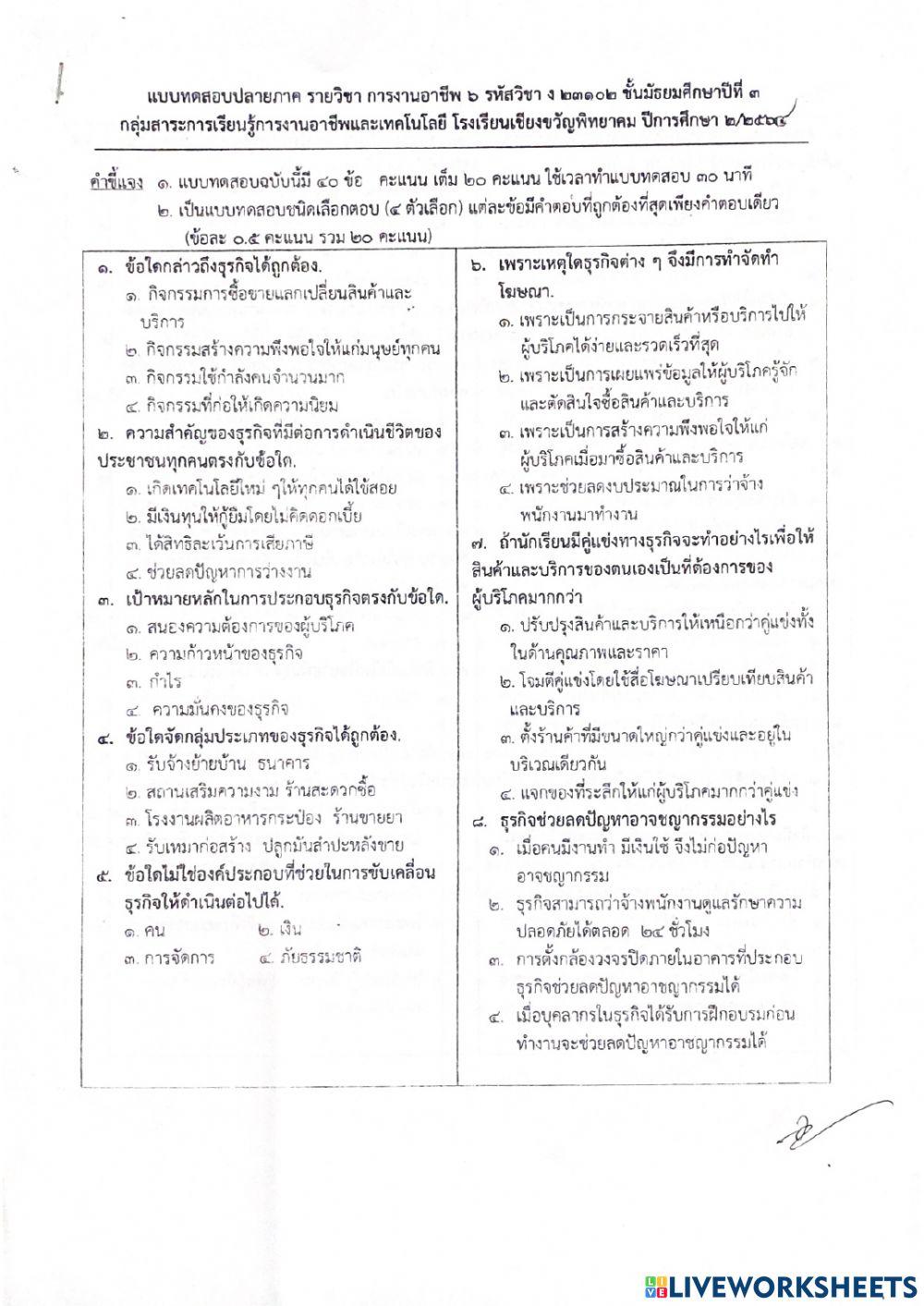 การงานม.3