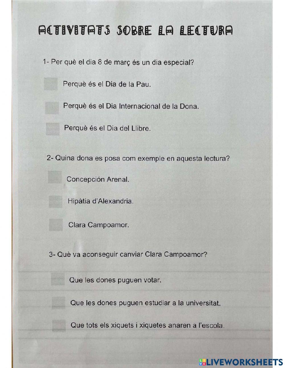 Lectura Dia internacional de la Dona