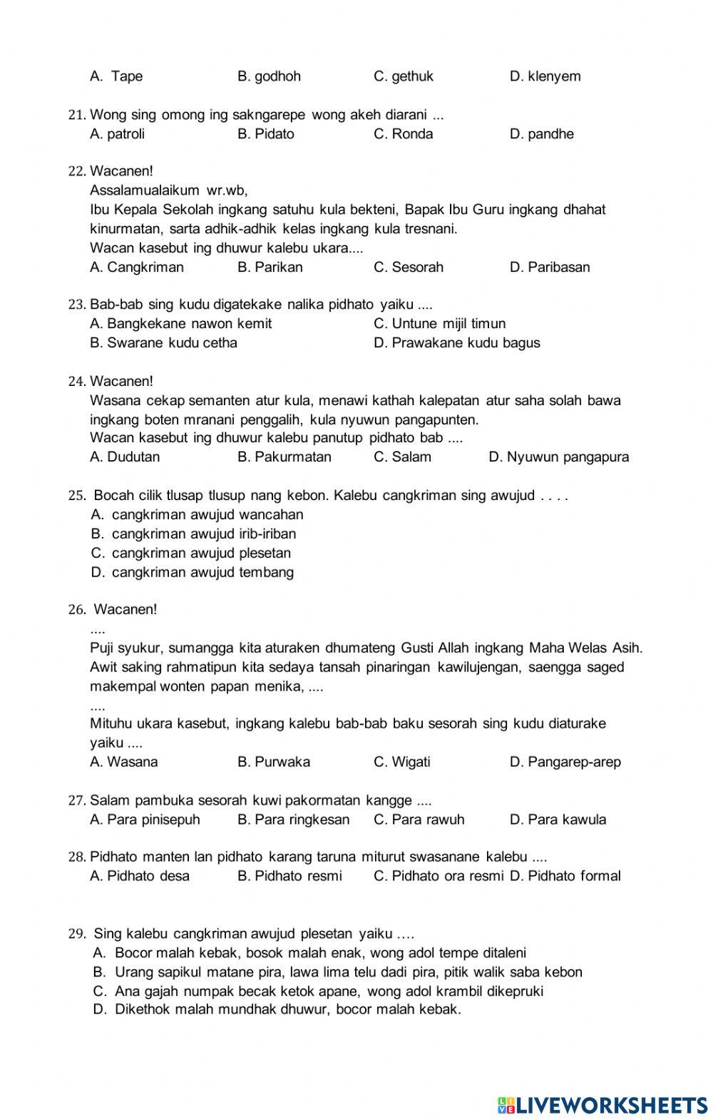 Penilaian bahasa jawa smt genap