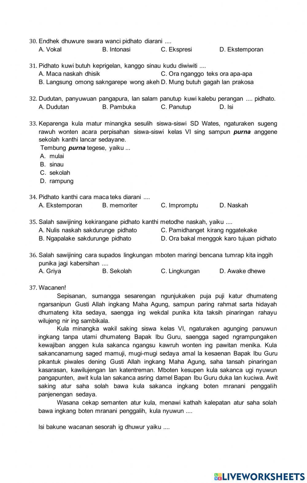 Penilaian bahasa jawa smt genap