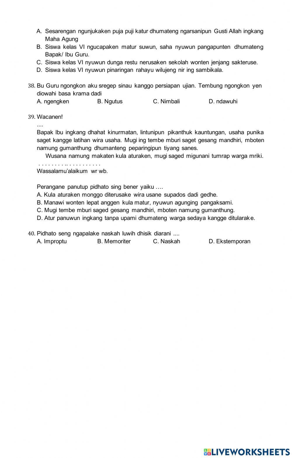 Penilaian bahasa jawa smt genap