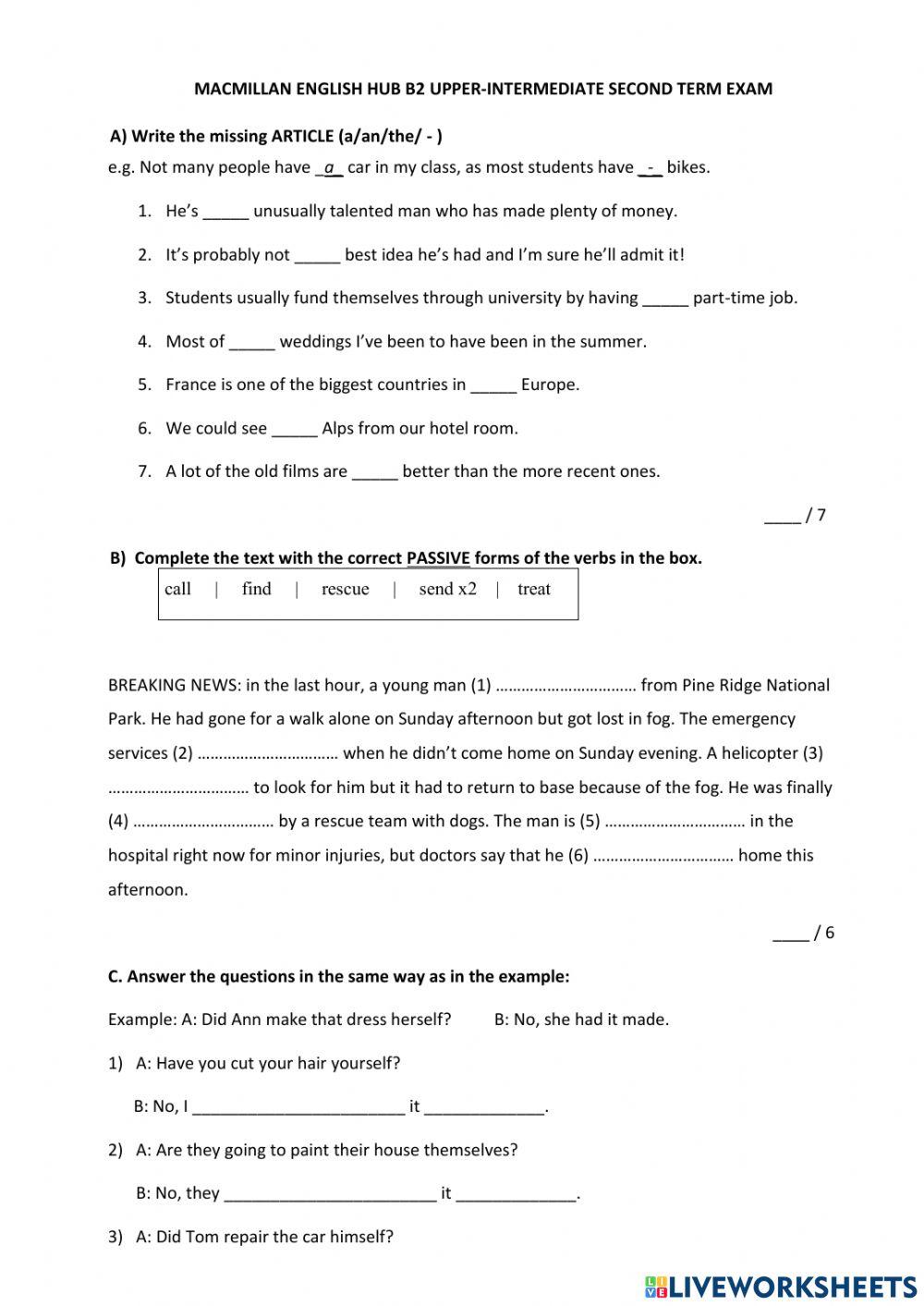 MacmillanEnglishHub Second term exam