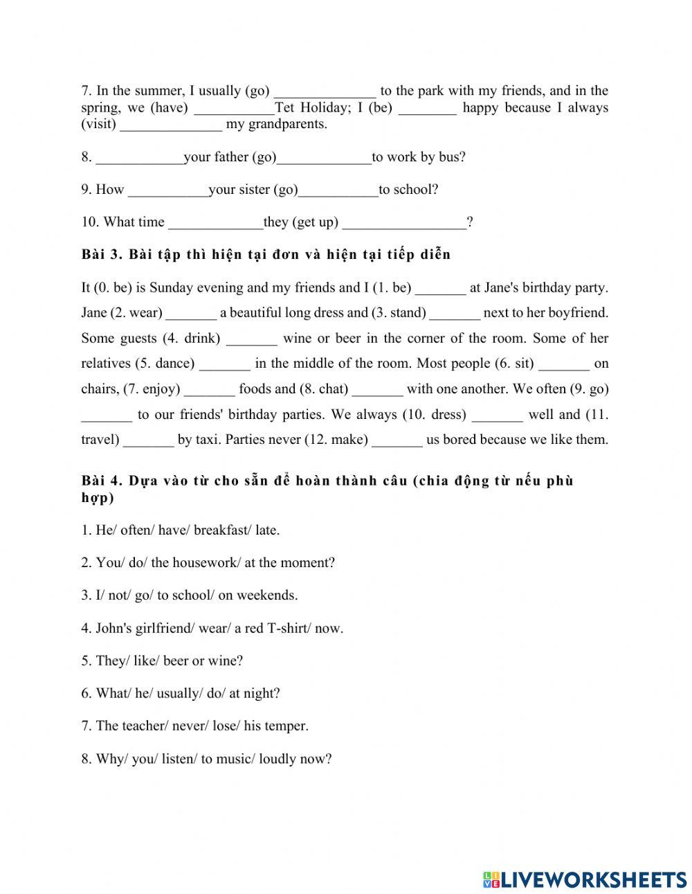 Thì hiện tại đơn + thì hiện tại tiếp diễn