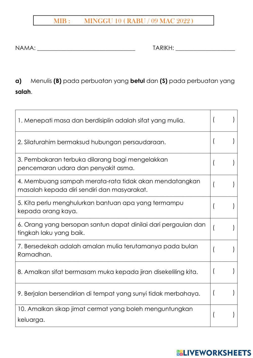MIB Minggu 10 (9 Mac 2022)