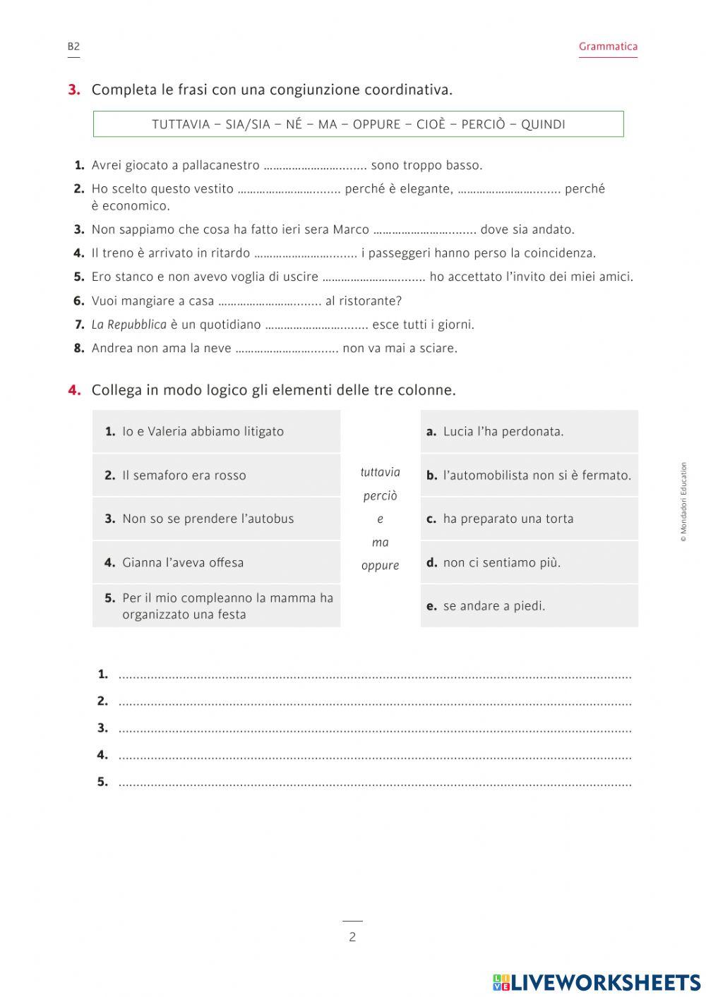 Le conciunzioni coordinanti