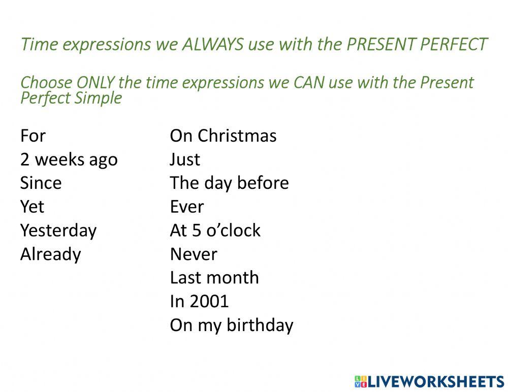 Present perfect simple revision