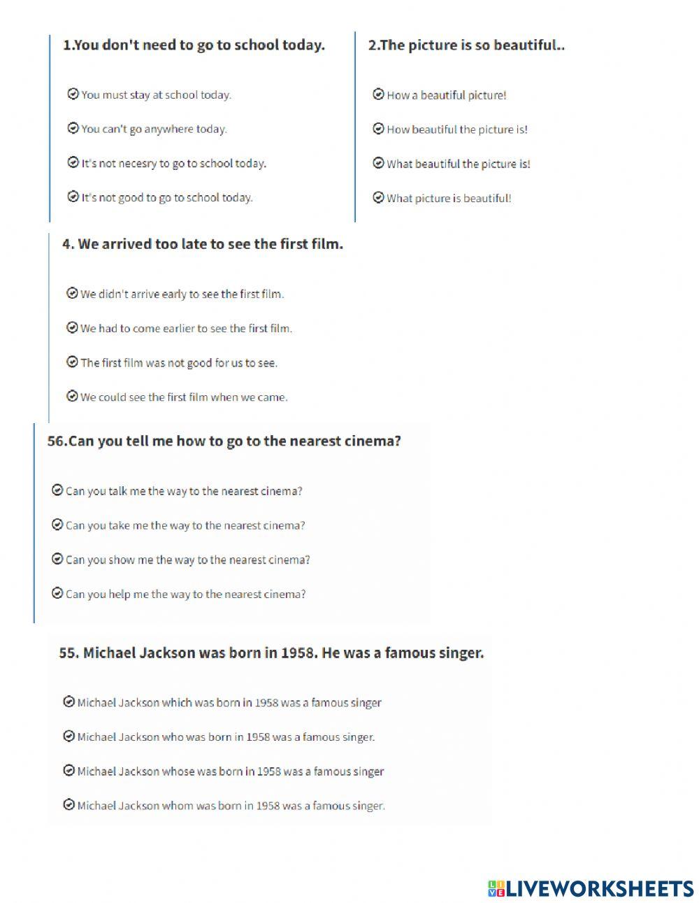 Viết lại câu phần 1