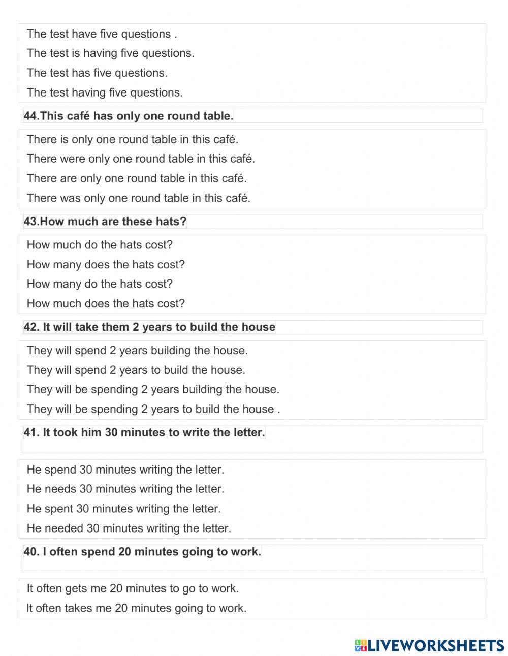 Viết lại câu phần 1