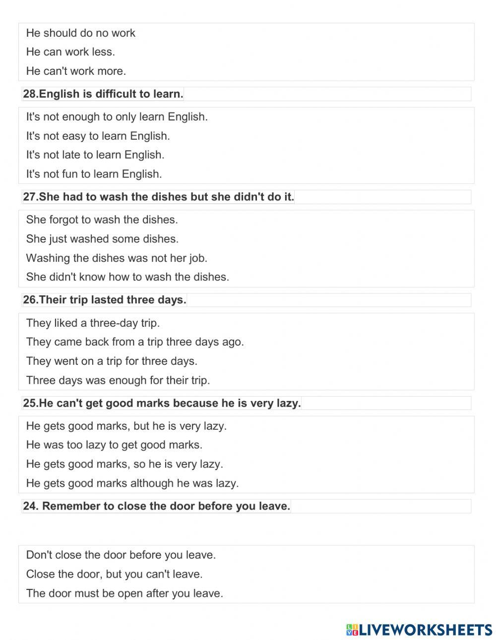 Viết lại câu phần 1