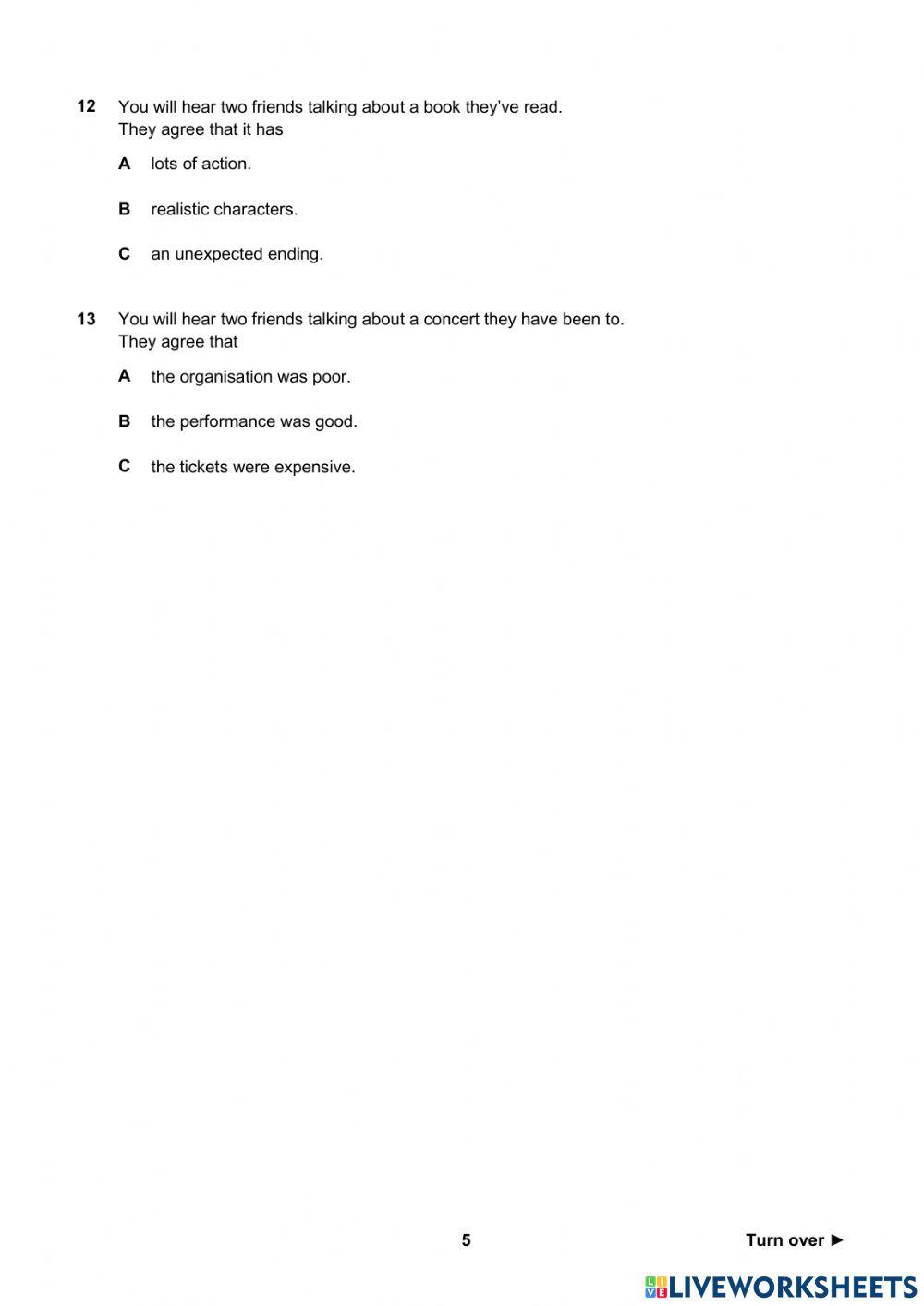 B1 Preliminary Schools 2020 sample tests Listening 