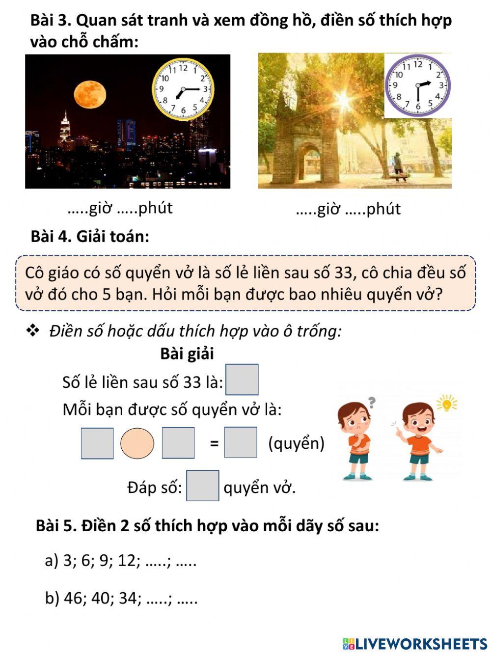 Phiếu toán tuần 25