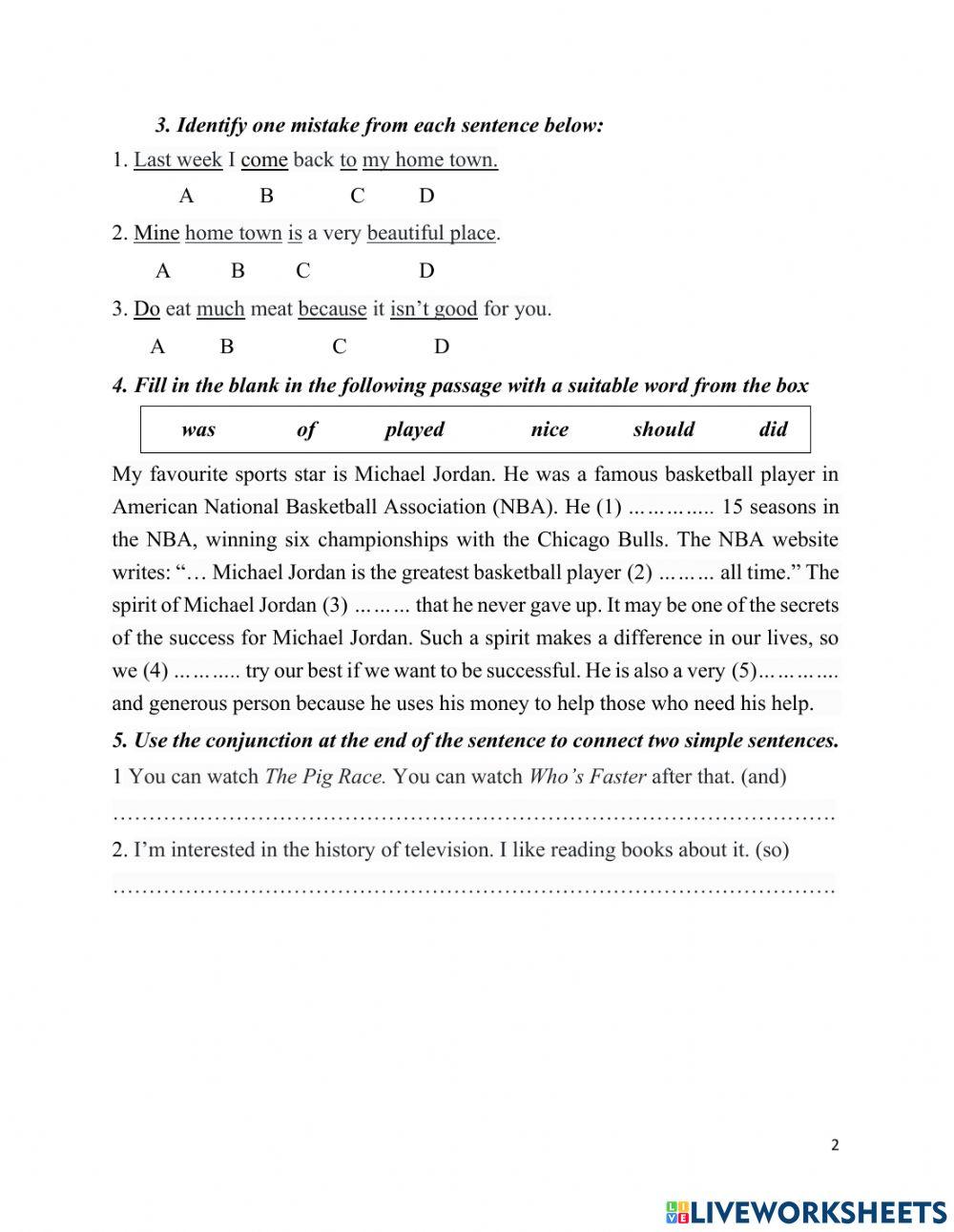 Review HKII English 6