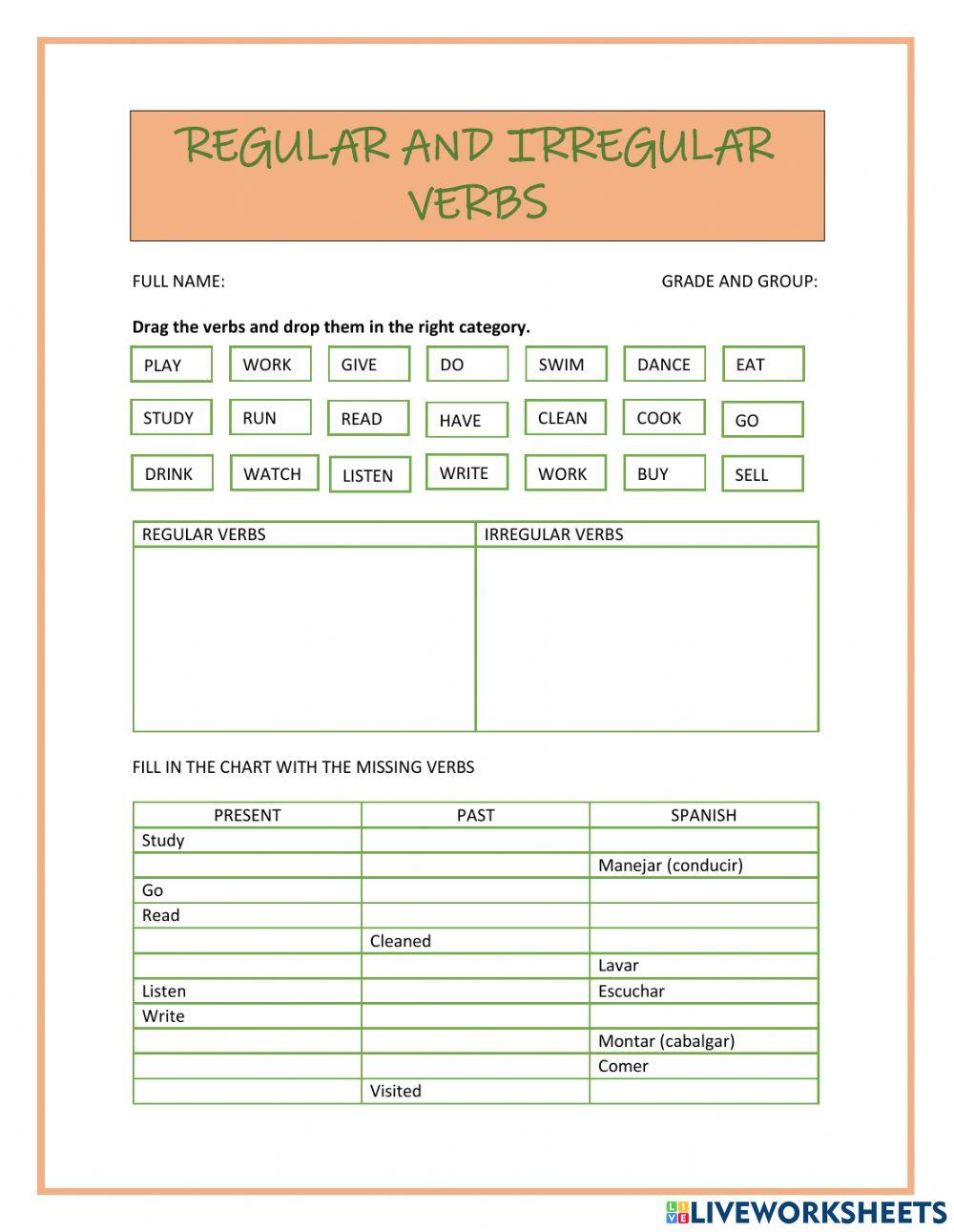 Regular and irregular verbs