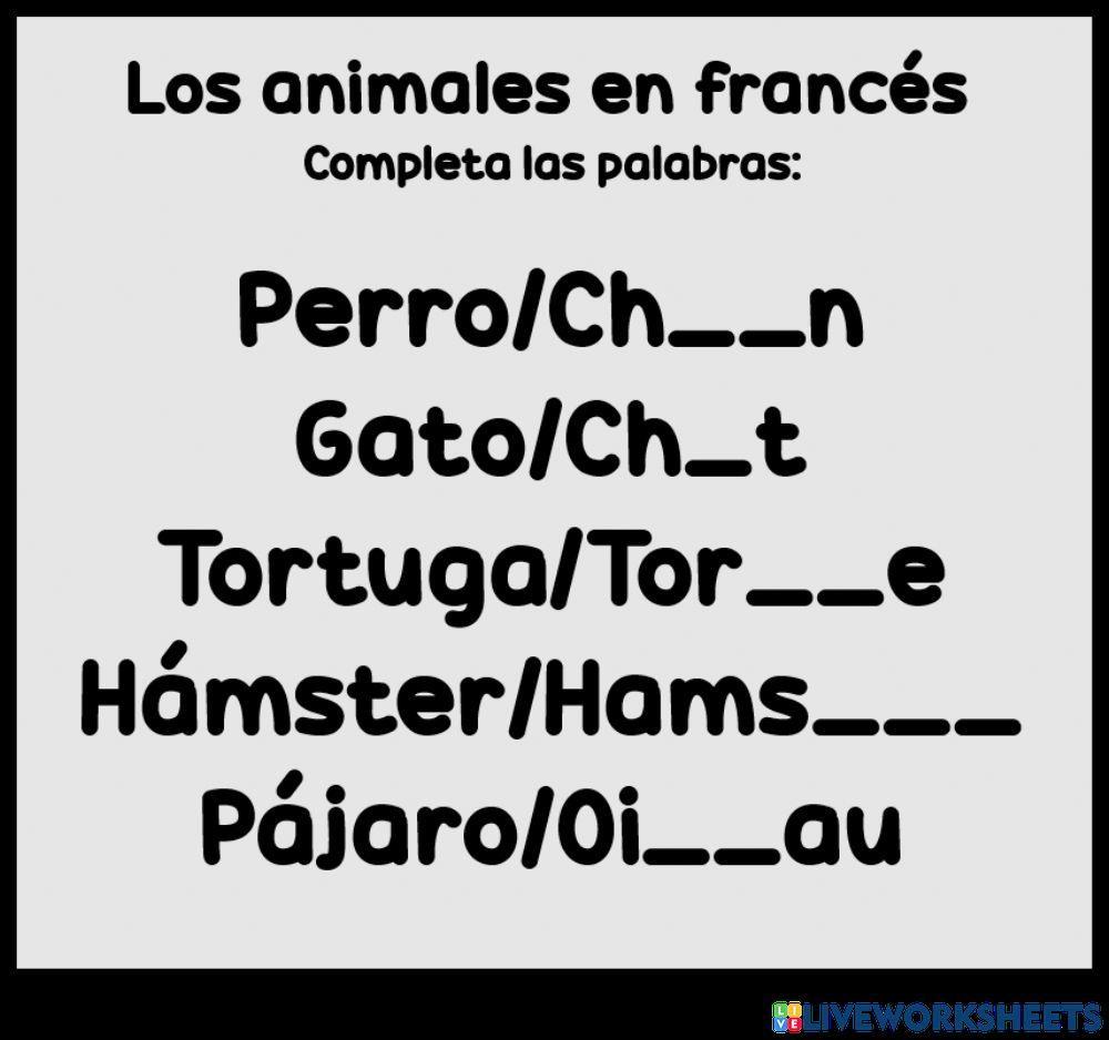Los animales en francés