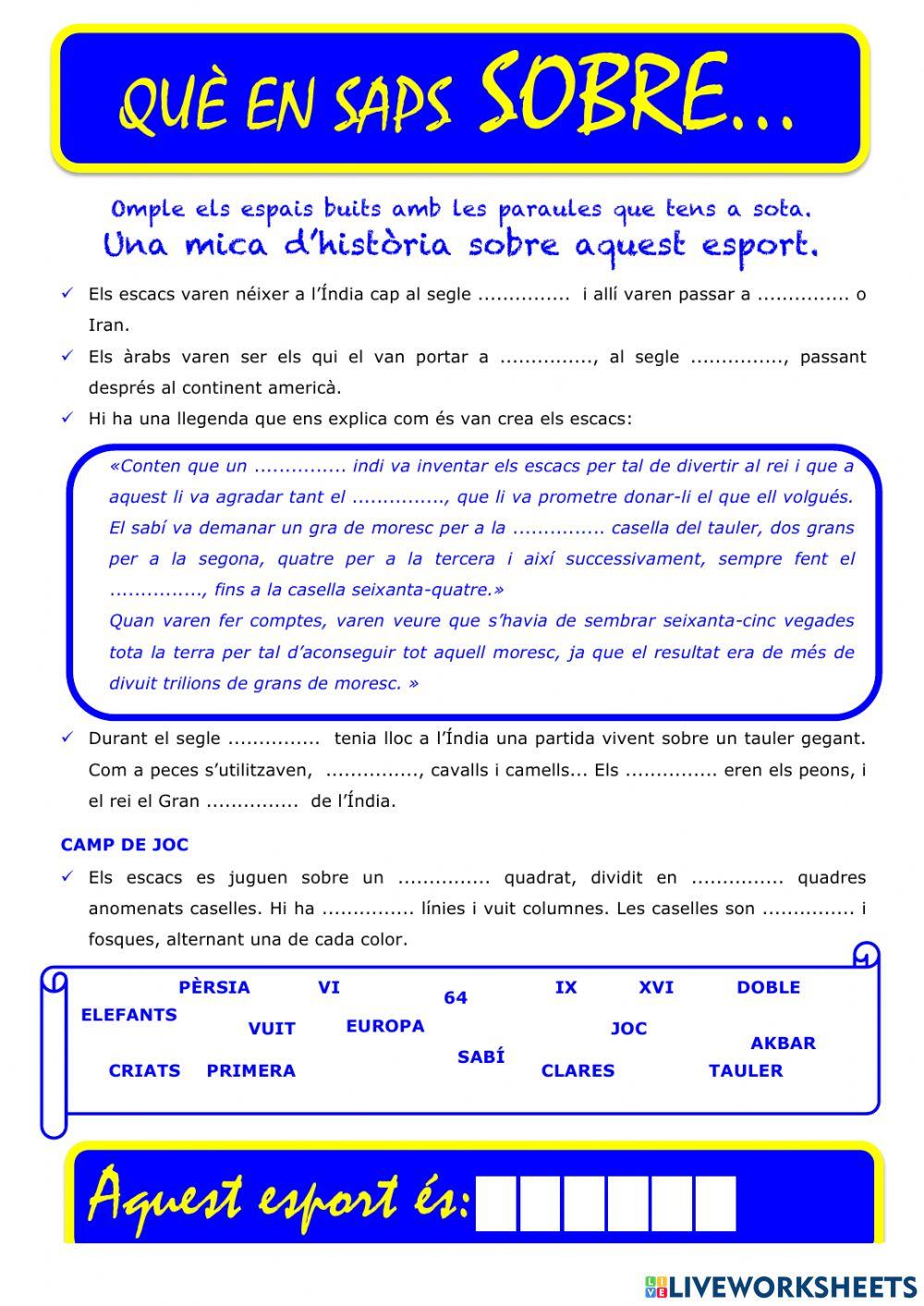 Que saps sobre... Escacs