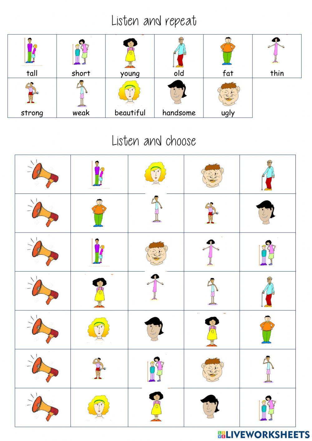 listen and choose body description